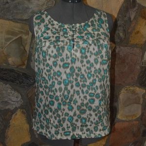 Loft women Medium tank turquoise animal print